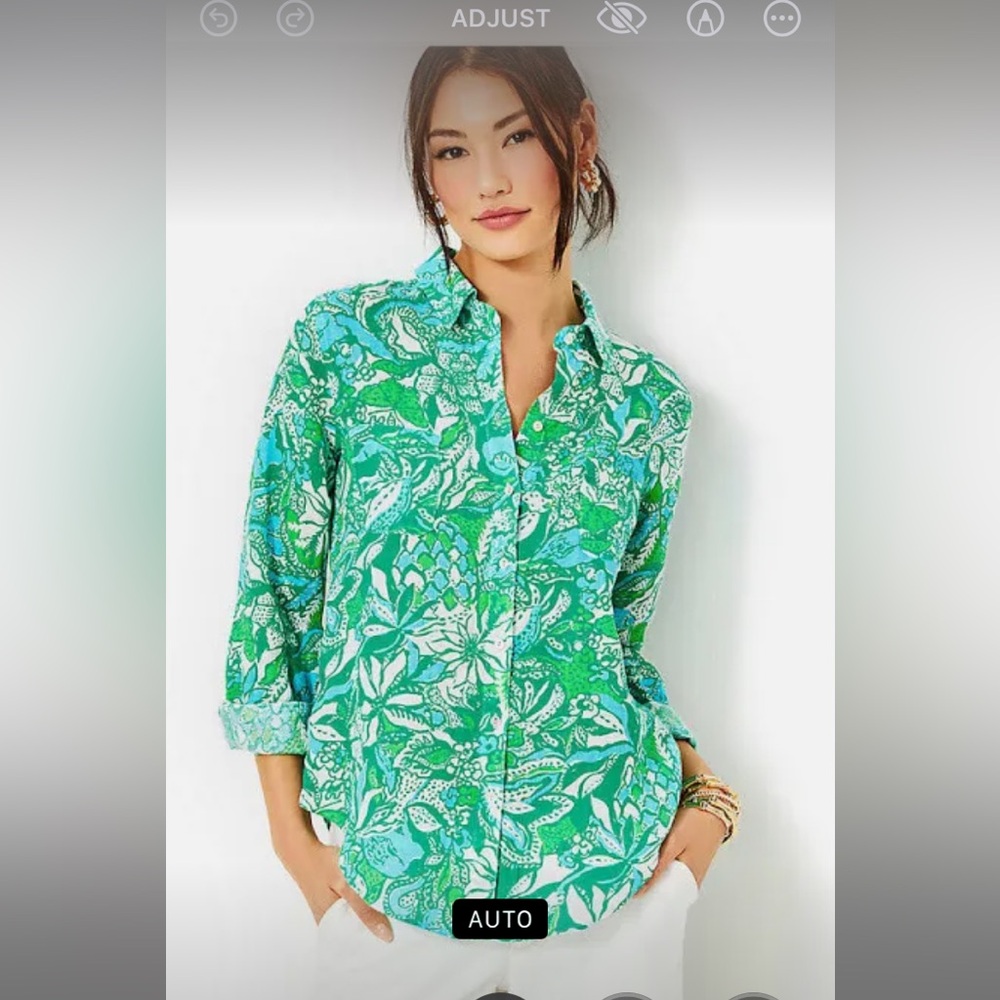 Sea view button down linen shirt Lilly Pulitzer